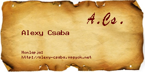 Alexy Csaba névjegykártya